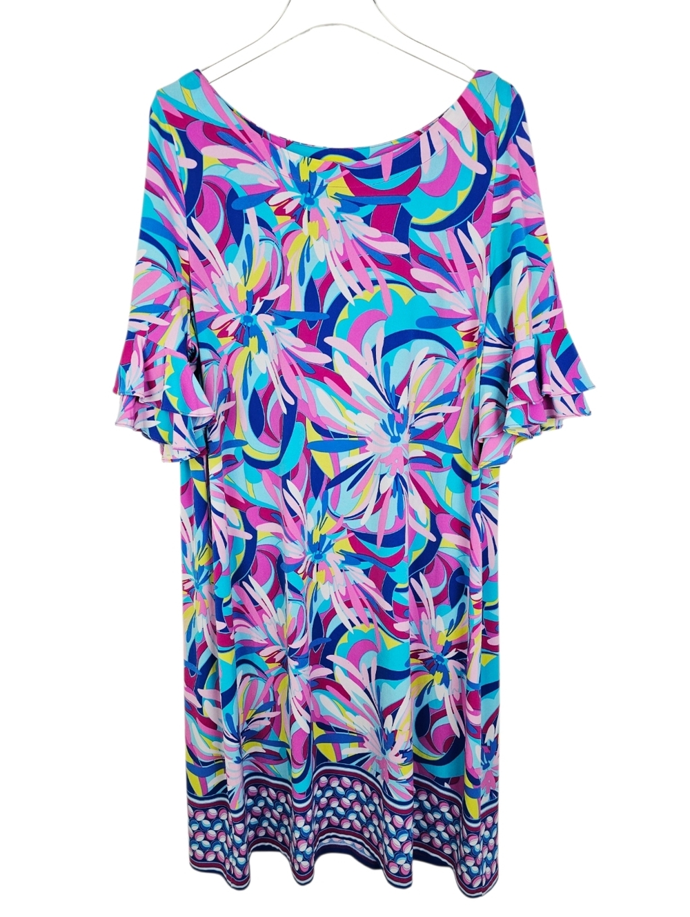 Pappagallo Colorful Ruffle Sleeve Dress